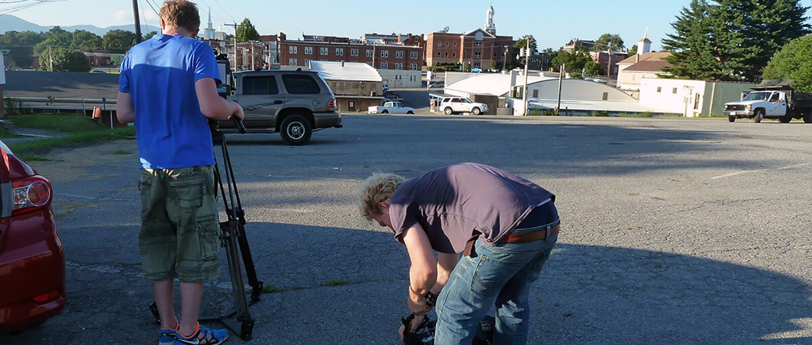 Georg Zengerling (camera) and Aljoscha Haupt (sound) in Bedford, Virginia.