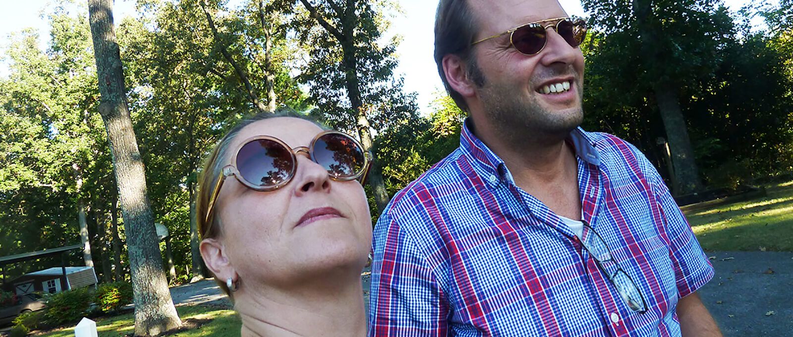 Marcus Vetter and Karin Steinberger at a shooting with Chuck Reid in Bedford.