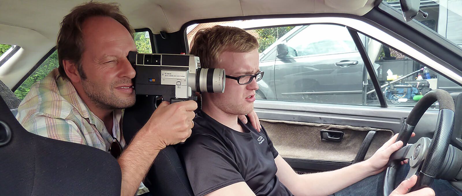Marcus Vetter (director) and Georg Zengerling (camera) at a shooting in Bedford.